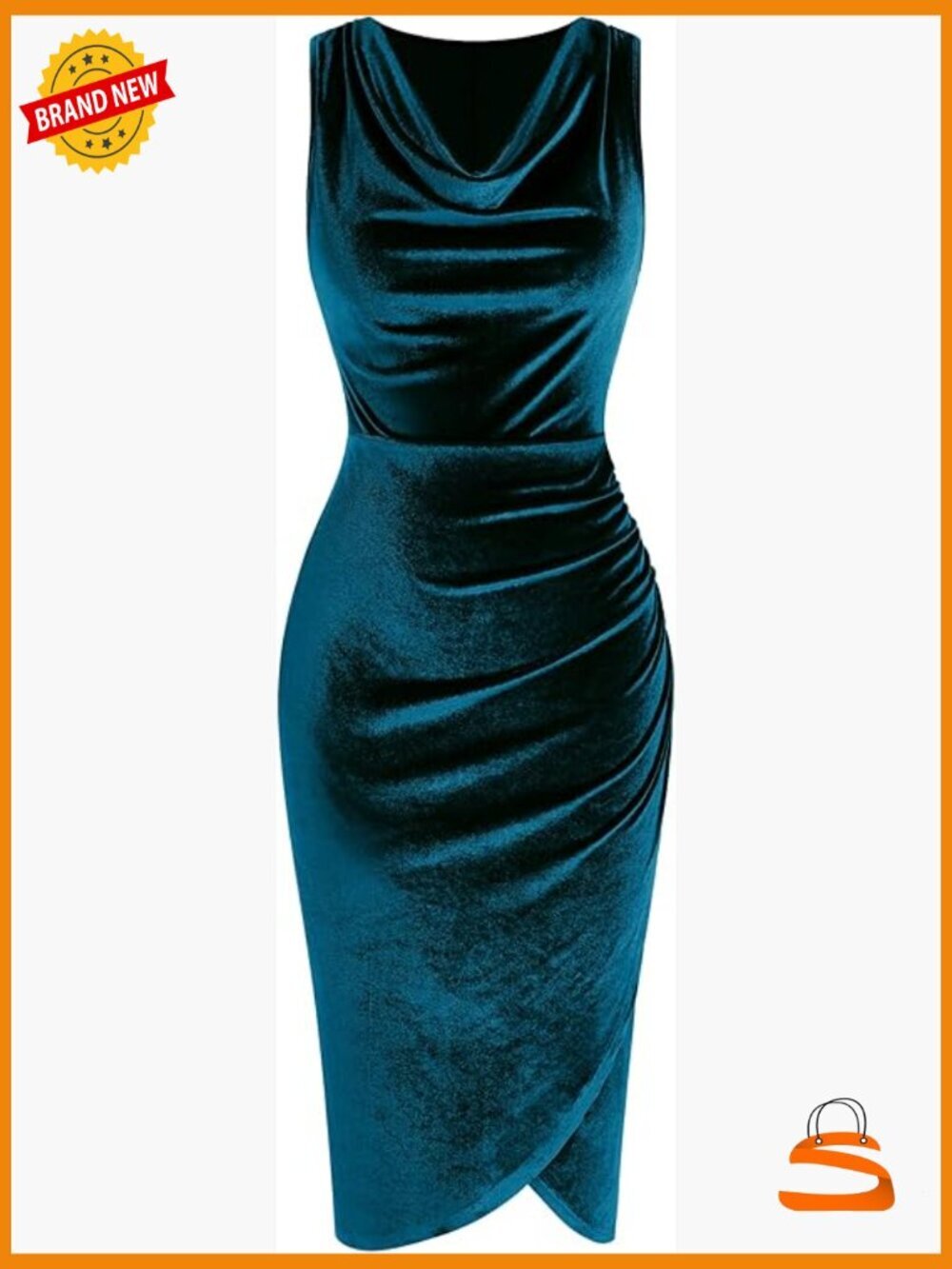Sleeveless V Neck Midi Cocktail Dress Ruched Bodycon Work
